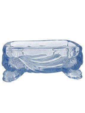 Cambridge Glass Caprice Moonlight Blue Rectangle Footed Trinket Dish Collectible